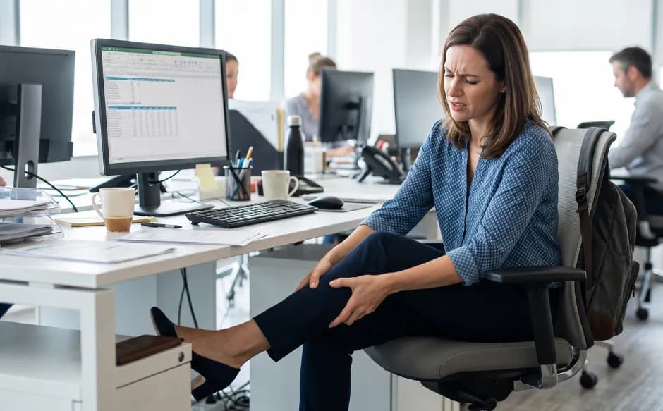 Leg Cramps Causes Linked to Long Hours of Sitting at Work